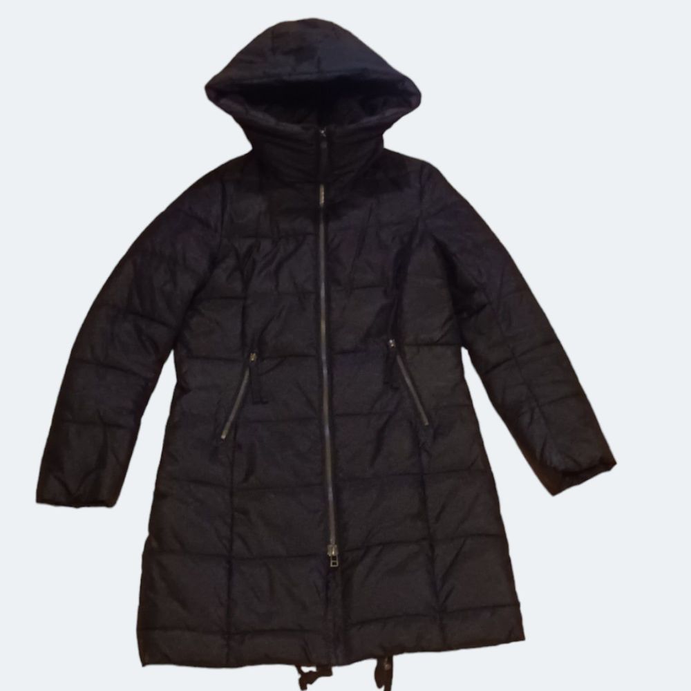 H&M LOGG Slim Fit Maxi Puffer Coat Black Size 6 Women's